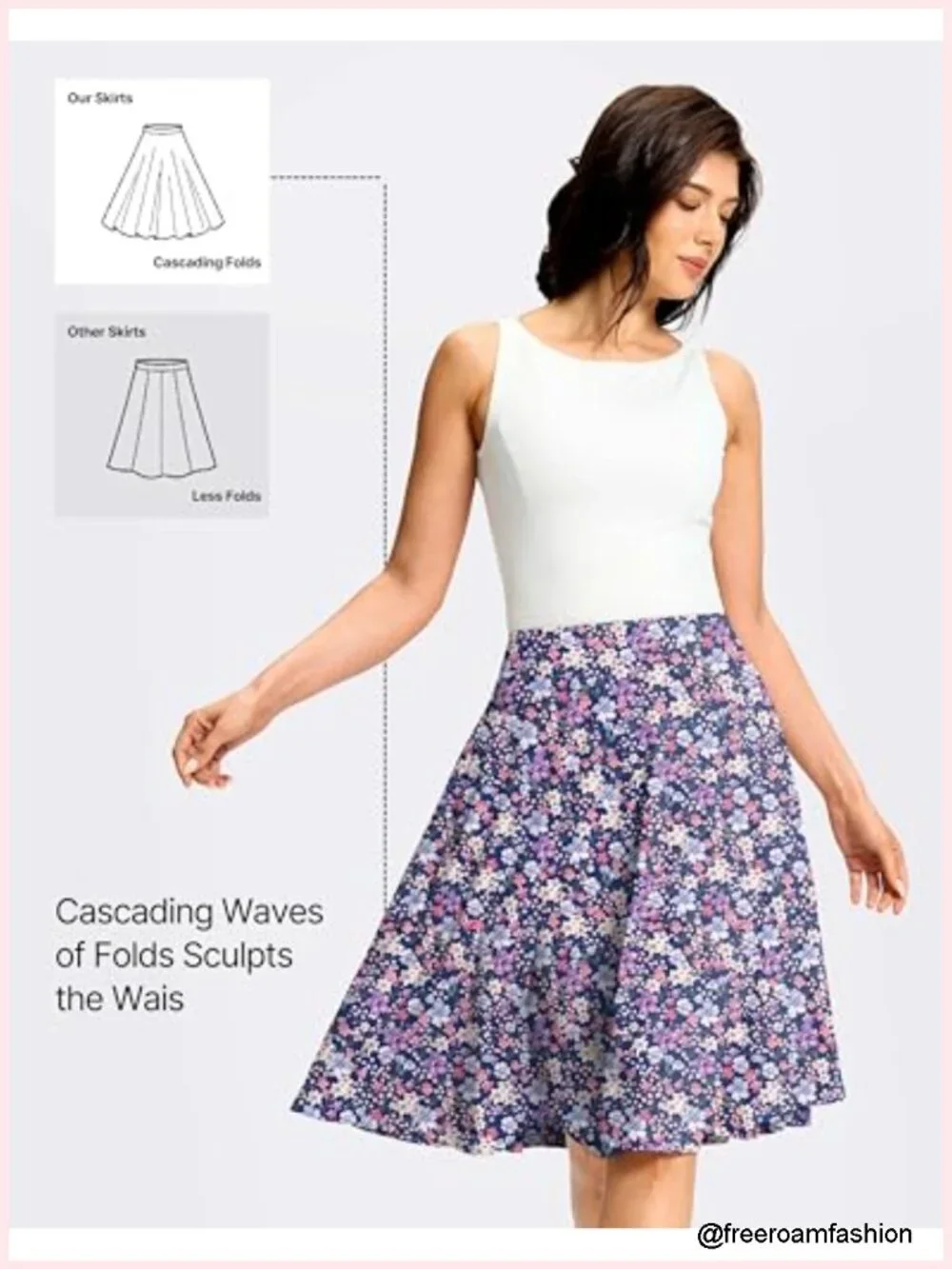 24 Inch Knee Length Long Skort Midi Dressy Casual Summer Travel Skirt with